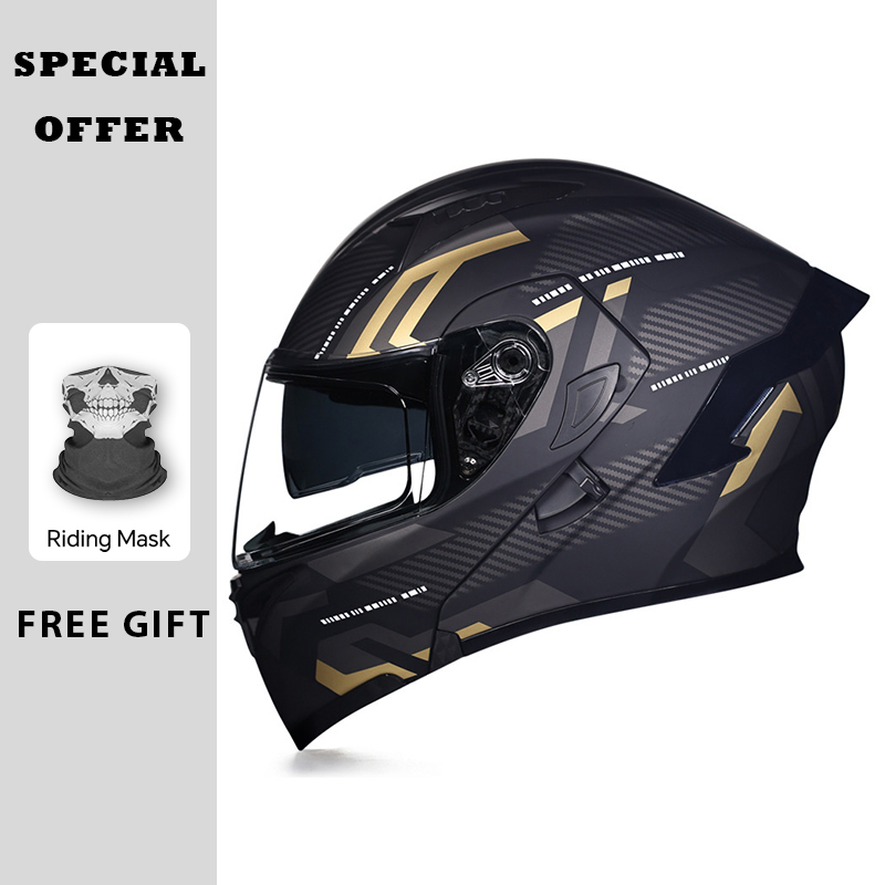 Dual Visor Motorcycle Racing Helmet - DOT 승인 오토바이 플립업 헬멧 이중