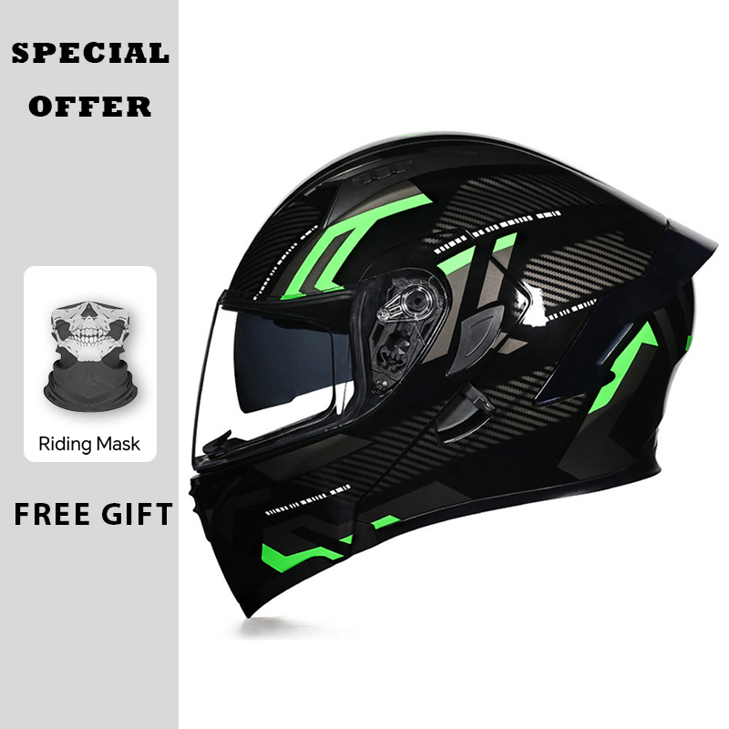 DOT 승인 오토바이 플립업 헬멧 이중 렌즈 대형 테일 - Dual Visor Motorcycle Racing Helmet 리뷰 및 가격