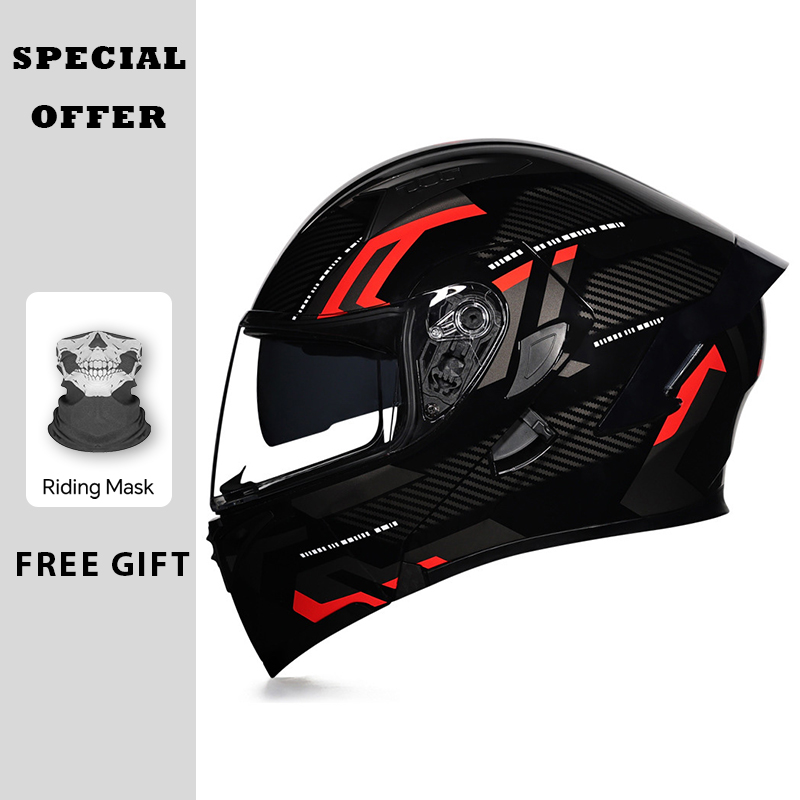 DOT 승인 오토바이 플립업 헬멧 이중 렌즈 대형 테일 - Dual Visor Motorcycle Racing Helmet 리뷰 및 가격
